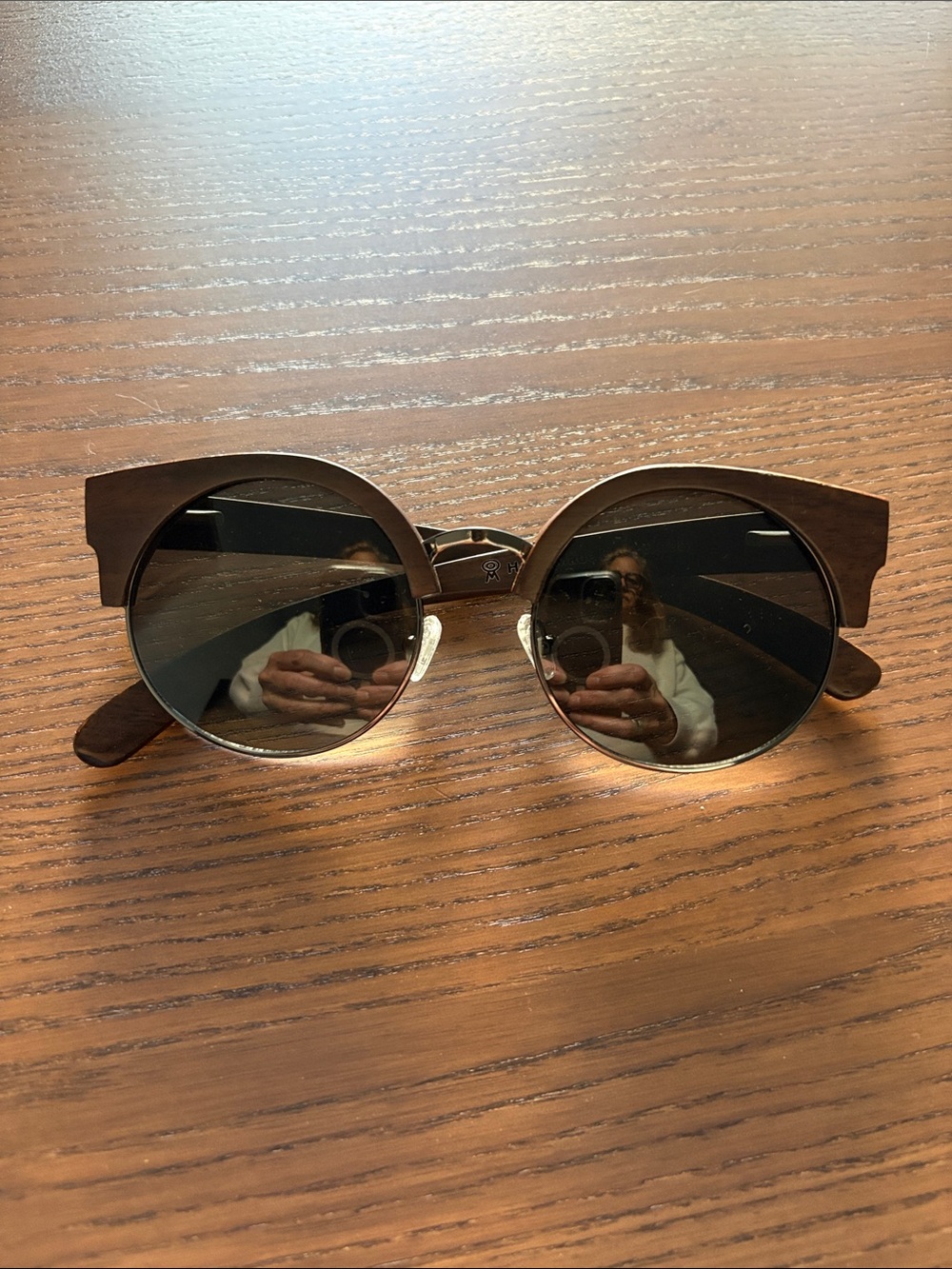 MERCURY - Italian Round Wood-Frame Sunglasses in Dark Brown with Smoked Lenses